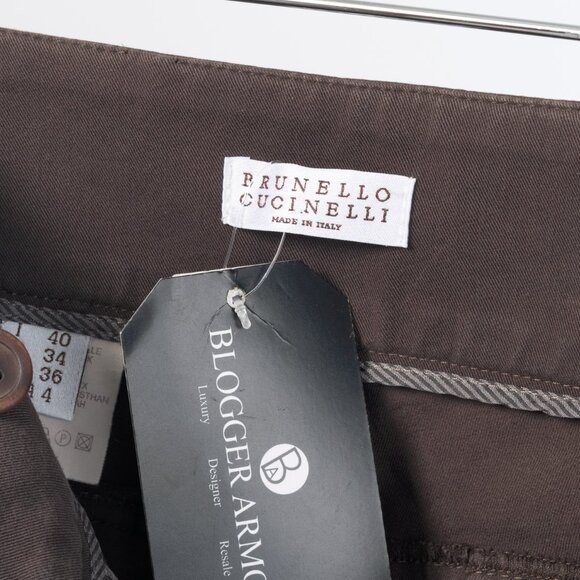 Brunello Cucinelli Brown Cotton-Twill Equestrian Trousers - Picture 9 of 11
